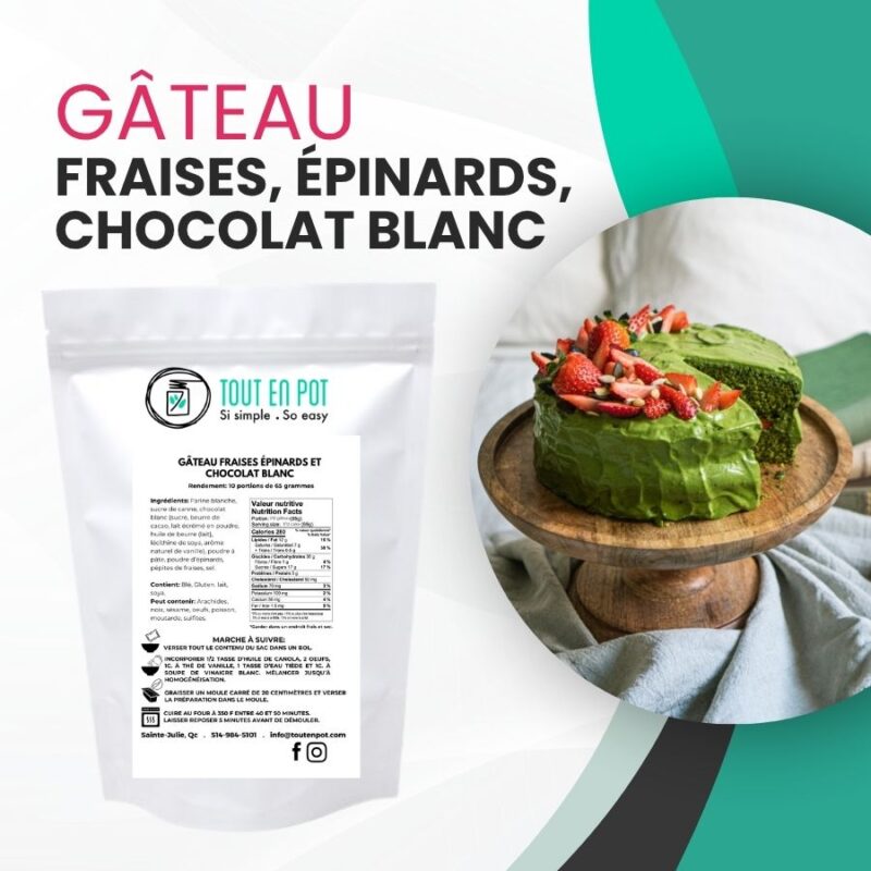 Gâteau fraises, épinards & chocolat blanc